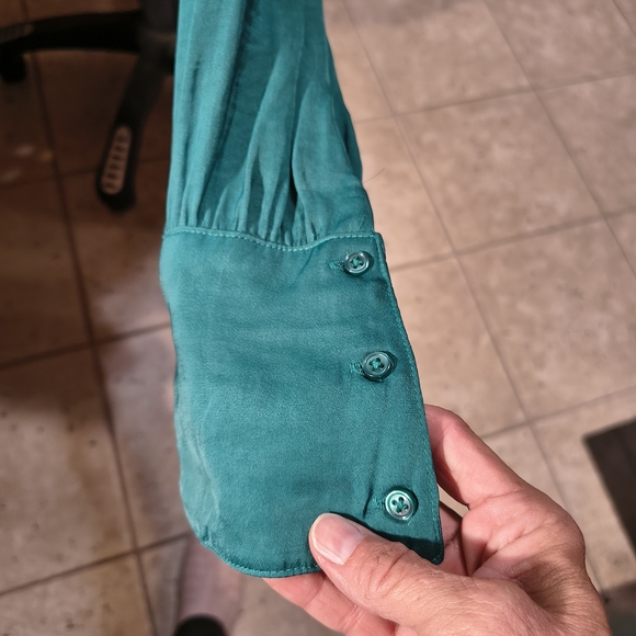 Free People Teal Women's Tie-Front Blouse - Picture 8 of 13